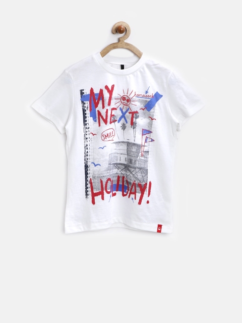

United Colors of Benetton Boys White Printed T-Shirt