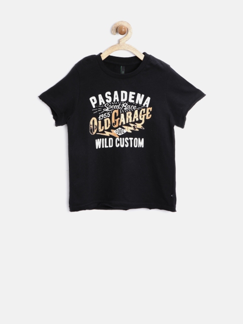 

United Colors of Benetton Boys Black Printed T-Shirt