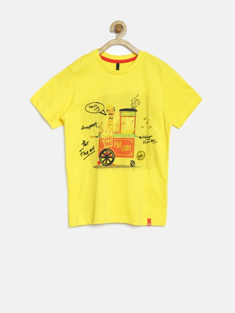 

United Colors of Benetton Girls Yellow Printed T-shirt