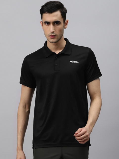 

ADIDAS Men Black Solid Designed 2 Move Polo Collar Training T-shirt
