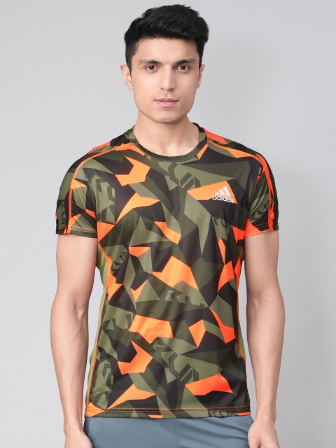 

ADIDAS Men Grey & Neon Orange Own The Run Printed Round Neck T-shirt