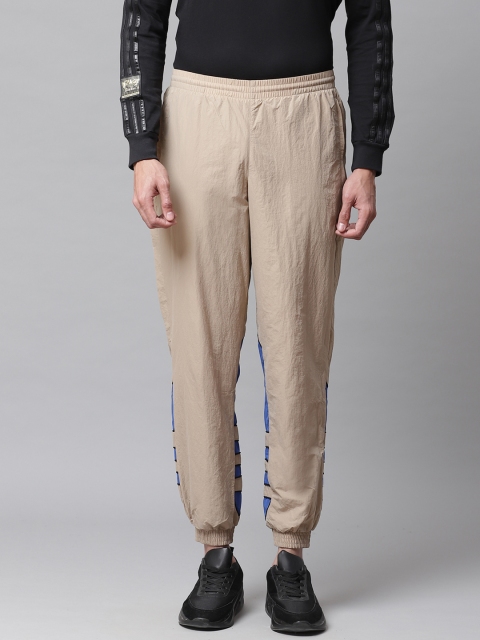 

ADIDAS Originals Men Beige & Blue Big Trefoil Colourblock Woven Track Pants