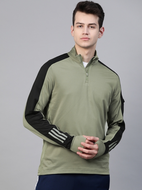 

ADIDAS Men Green Self Design Own The Run 1/2 Zip Warm Training Sweatshirt