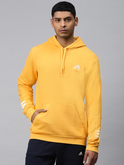 

ADIDAS Men Yellow Solid Essentials Comfort Hooded Sweatshirt