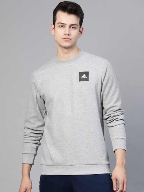

ADIDAS Men Grey Melange Solid Sustainable Sweatshirt
