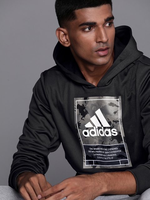 

ADIDAS Men Black Printed Continental Camo Game & Go Graphic Hoodie