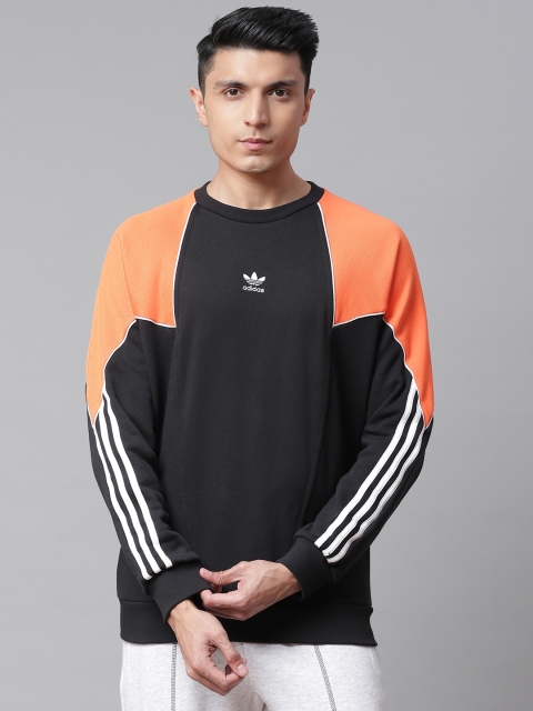 

ADIDAS Originals Men Black & Orange Trefoil AB Crew Neck Colourblocked Sweatshirt