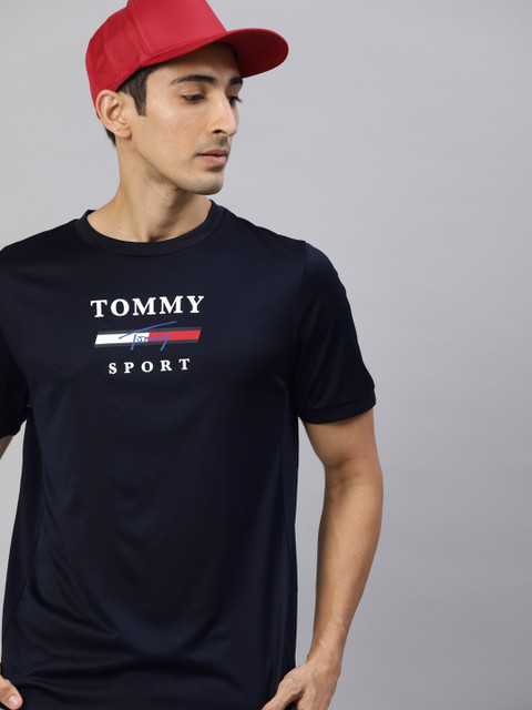 

Tommy Hilfiger Sport Men Navy Blue Printed TH Cool Round Neck T-shirt