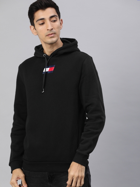 

Tommy Hilfiger Men Black Printed Hooded Sweatshirt