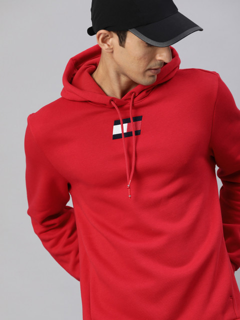 

Tommy Hilfiger Men Red Printed Hooded Sweatshirt