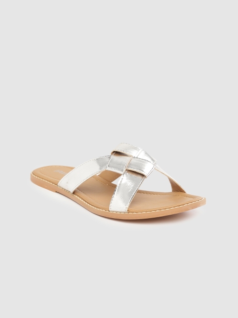 

Lavie Women Silver-Toned Solid Open Toe Flats