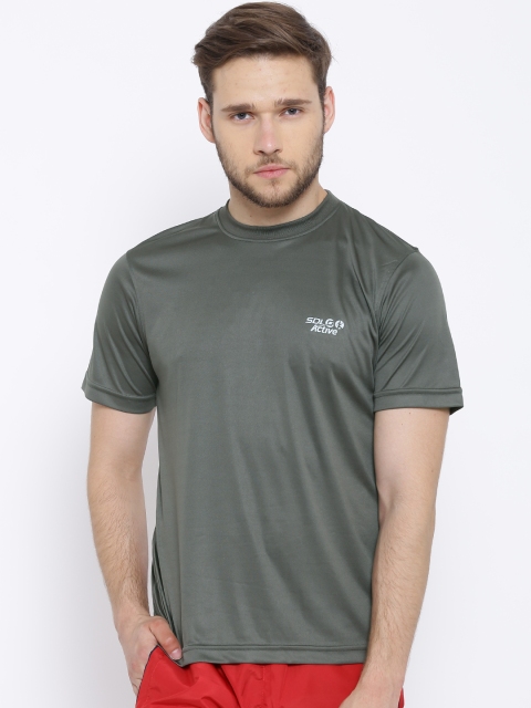 

SDL by Sweet Men Charcoal Grey Solid Round Neck Regular Fit T-shirt