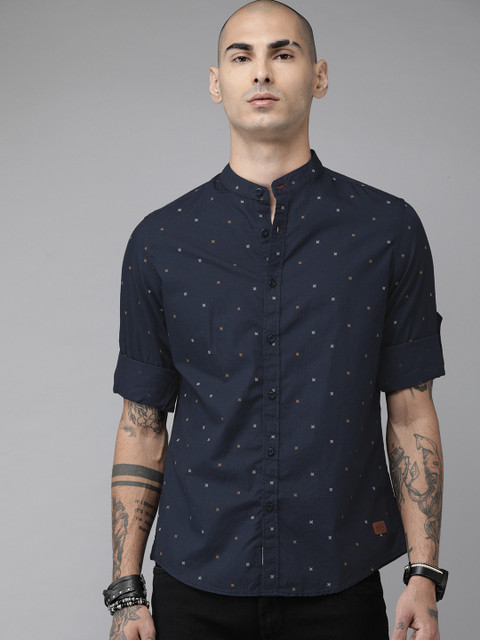 

Roadster Men Navy Blue Regular Fit Printed Casual Shirt