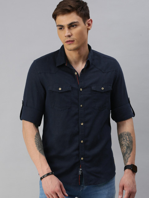 

Roadster Men Navy Blue Regular Fit Solid Casual Shirt