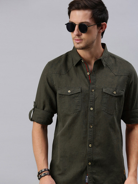

Roadster Men Brown Regular Fit Solid Casual Shirt