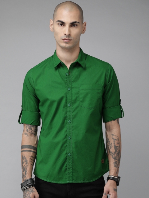 

Roadster Green Slim Fit Casual Stretch Shirt