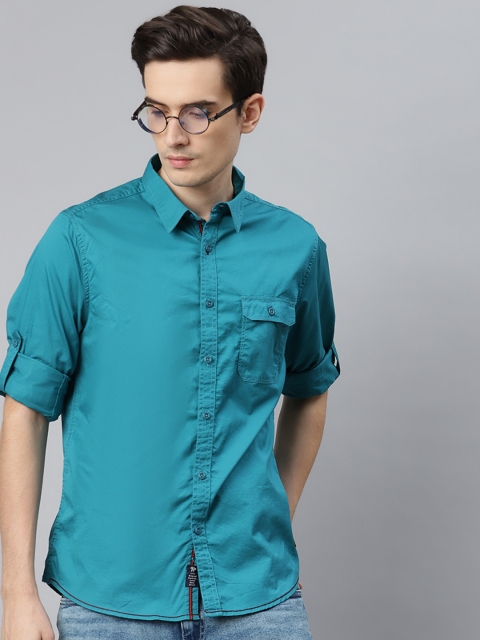 

Roadster Men Blue Solid Pure Cotton Regular Fit Casual Shirt