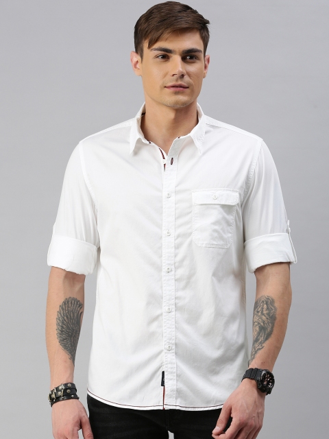 

Roadster Men White Moisture Management Finish Solid Shirt