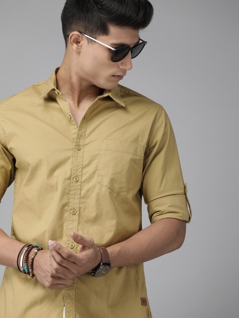 

Roadster Men Khaki Slim Fit Solid Casual Shirt