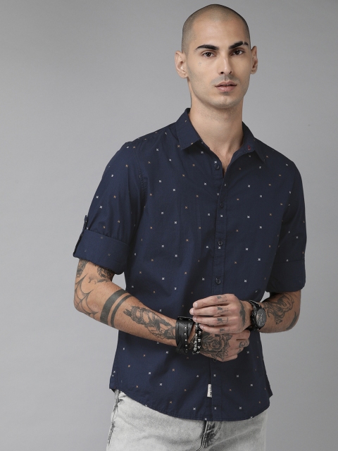 

Roadster Men Navy Blue Regular Fit Printed Casual Shirt