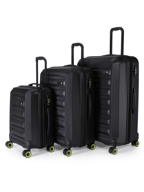 

IT luggage Set of 3 Black Solid 360-Degree Rotation Hard-Sided Trolley Suitcases