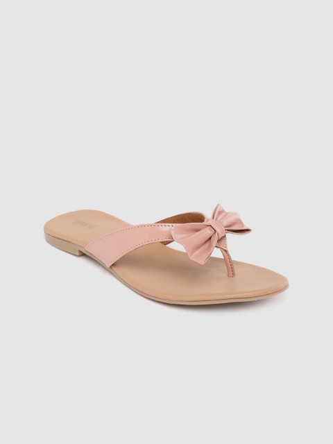 

Lavie Women Dusty Pink Solid Open Toe Flats with Bow Detail