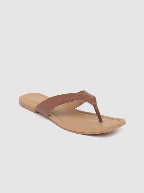 

Lavie Women Brown Croc Textured Open Toe Flats