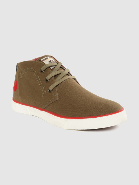 

Woodland Men Olive Brown Solid Mid-Top Chukka Boots