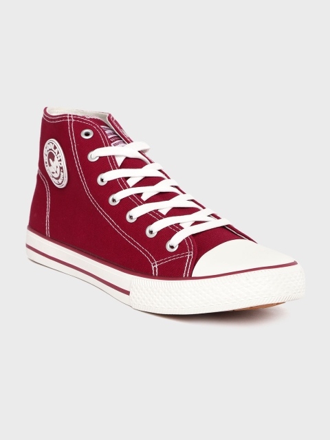 

Woodland Men Maroon & White Solid Mid-Top Sneakers