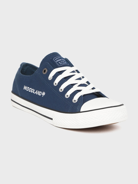 

Woodland Men Navy Blue & White Solid Sneakers