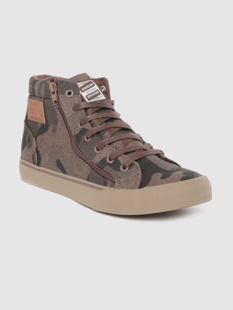 

Woodland Men Brown & Black Camouflage Printed Mid-Top Sneakers