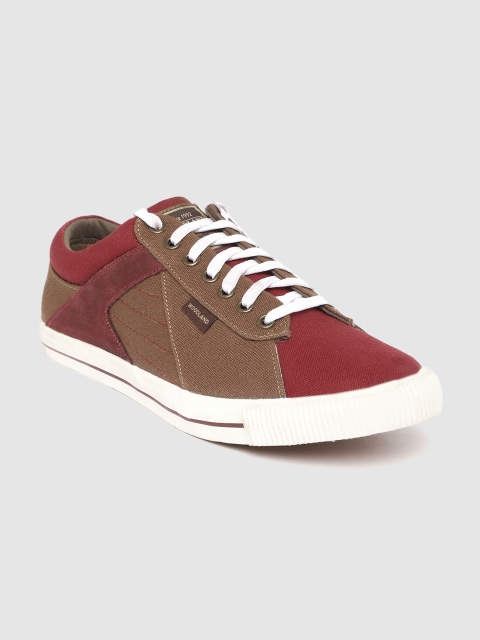 

Woodland Men Brown & Maroon Colourblocked Sneakers