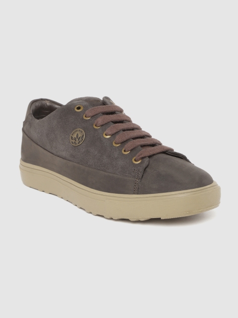 

Woodland Men Charcoal Grey with a Tinge of Olive Green Solid Sneakers with Suede Finish