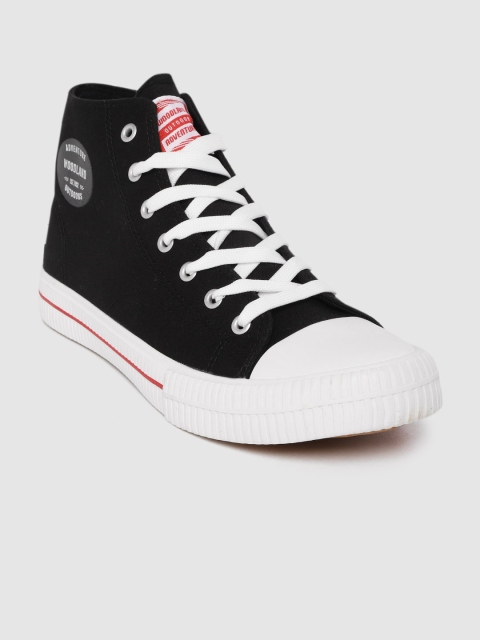 

Woodland Men Black Solid Mid-Top Sneakers