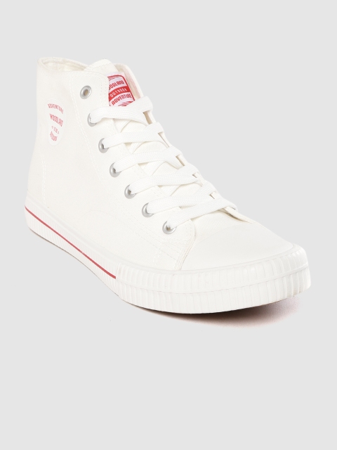 

Woodland Men White Solid Canvas Mid-Top Sneakers