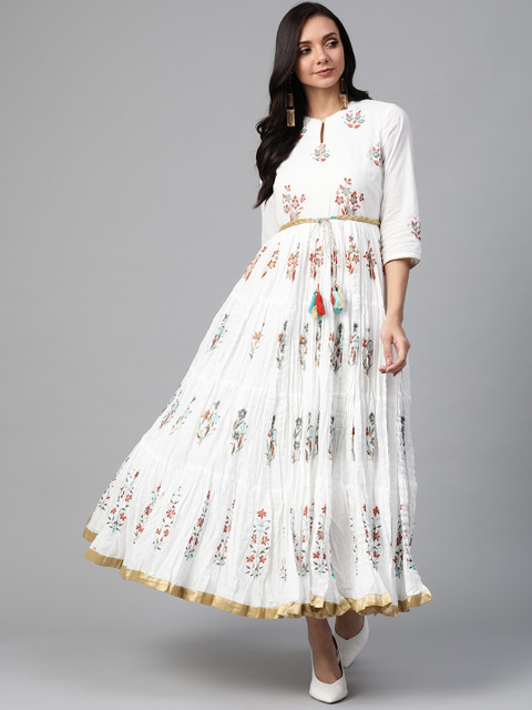 

Biba Women White Printed A-Line Dress