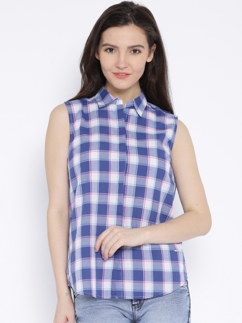 

Pepe Jeans Blue & White Checked Sleeveless Shirt