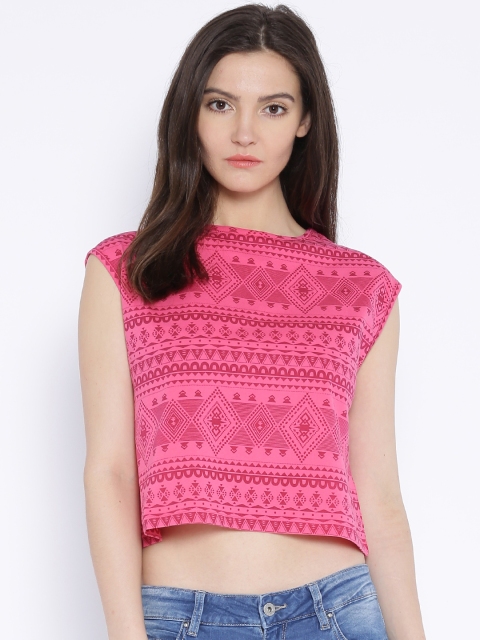 

Pepe Jeans Pink Printed Sleeveless Cropped Top
