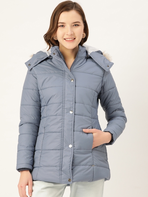 

Okane Women Blue Solid Parka Jacket