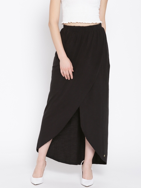 

Pepe Jeans Women Black Solid Maxi Tulip Pure Cotton Skirt