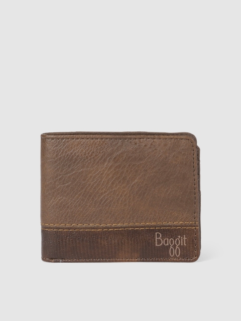 

Baggit Men Brown Textured Two Fold Wallet