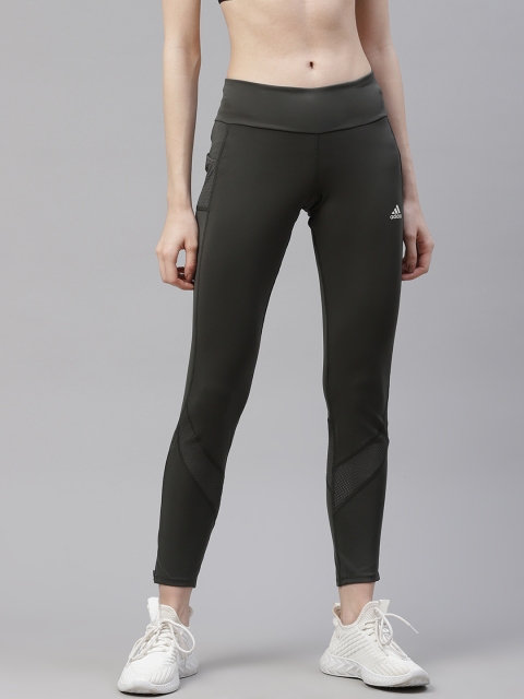 

ADIDAS Women Olive Green Solid Own The Run Tights