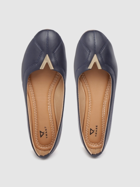 

TRASE Women Navy Blue Solid Ballerinas