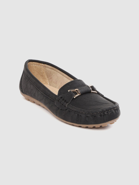 

TRASE Women Black Solid Loafers with Embellished Detail