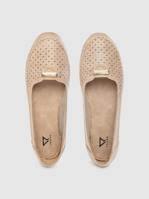 

TRASE Women Beige Perforated Ballerinas