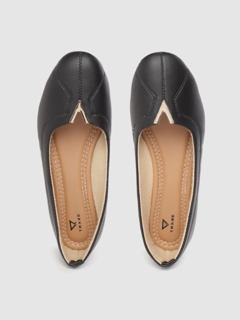 

TRASE Women Black Solid Ballerinas with Thread Work Detail