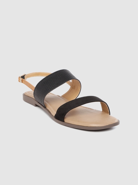 

TRASE Women Black Solid Open Toe Flats