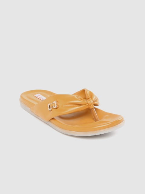

TRASE Women Mustard Yellow Solid Open Toe Flats
