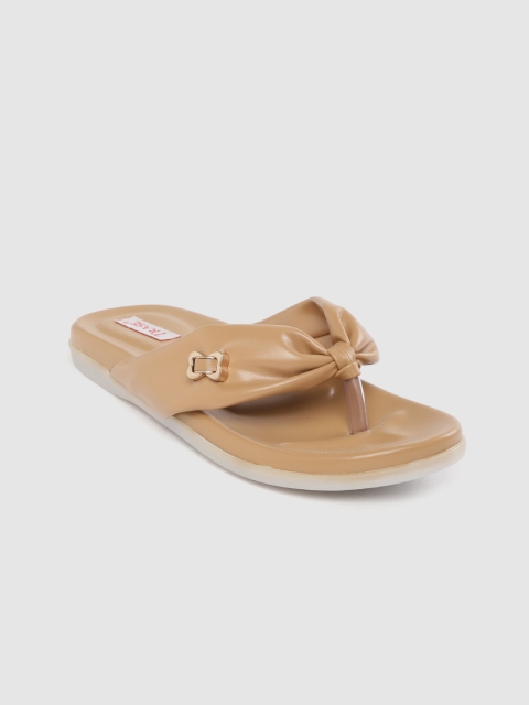 

TRASE Women Beige Solid Open Toe Flats with Knot Detail