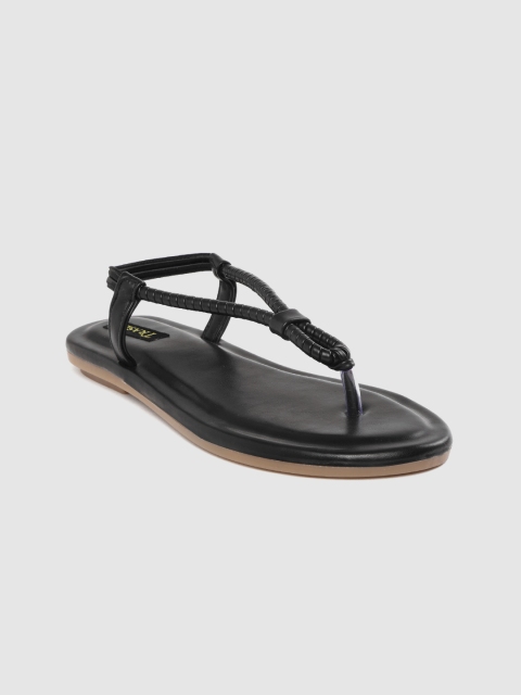 

TRASE Women Black Solid Open Toe Flats